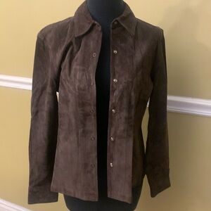 Chandler Hilll Ladies snap button suede leather jacket size small